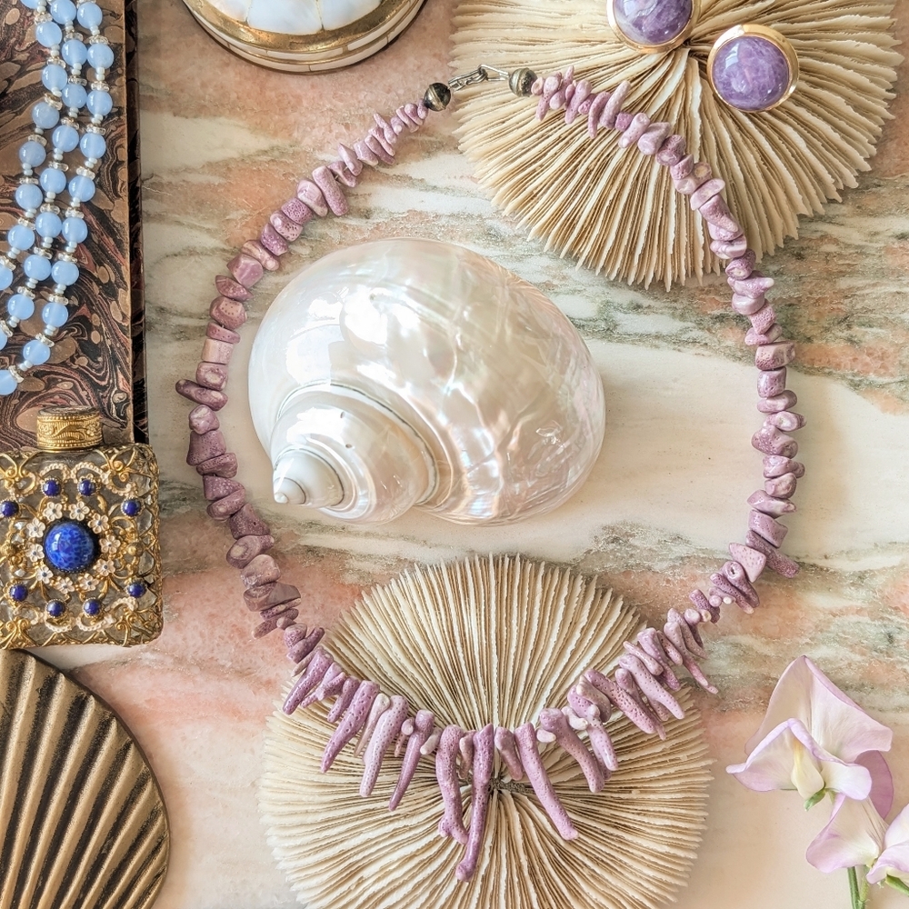 Genuine All Natural Purple Coral Necklace